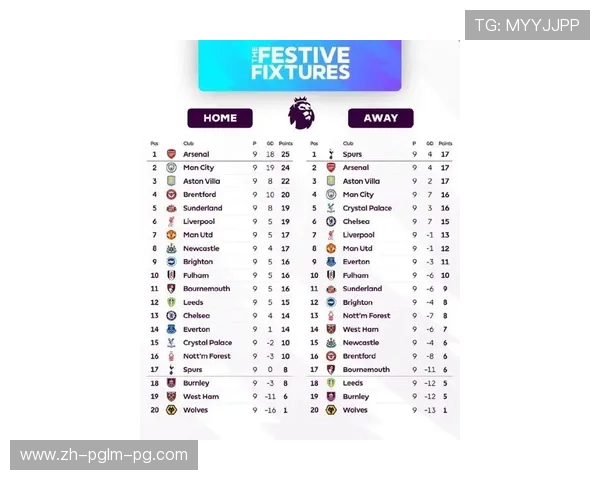 英超本赛季各支球队最新积分排名与战绩走势